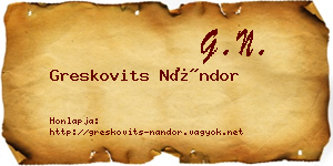 Greskovits Nándor névjegykártya